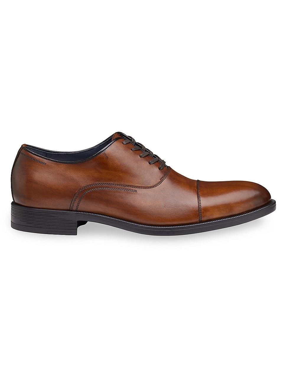 Johnston  Murphy Collection Mens Flynch Hand-Stained Leather Cap Toe Lace Up Oxfords Product Image