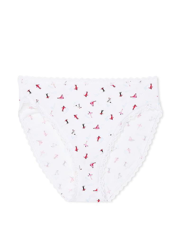 Lace-Trim Cotton High-Leg Brief Panty Product Image