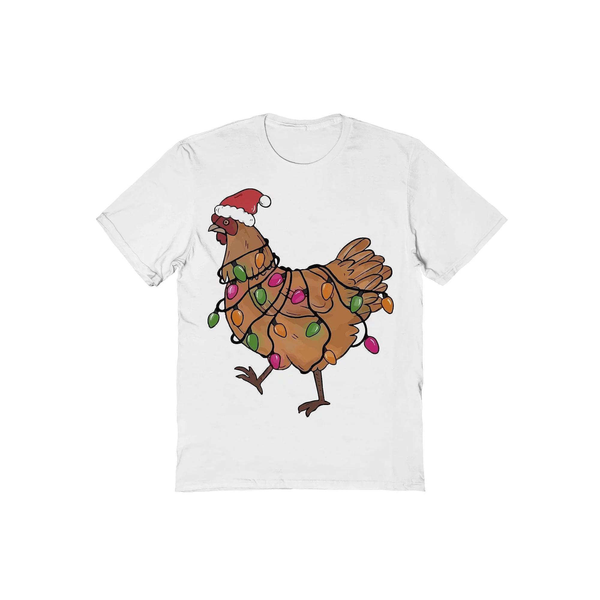 Men's Light Hen Christmas Graphic Tee, Size: Medium, White Product Image
