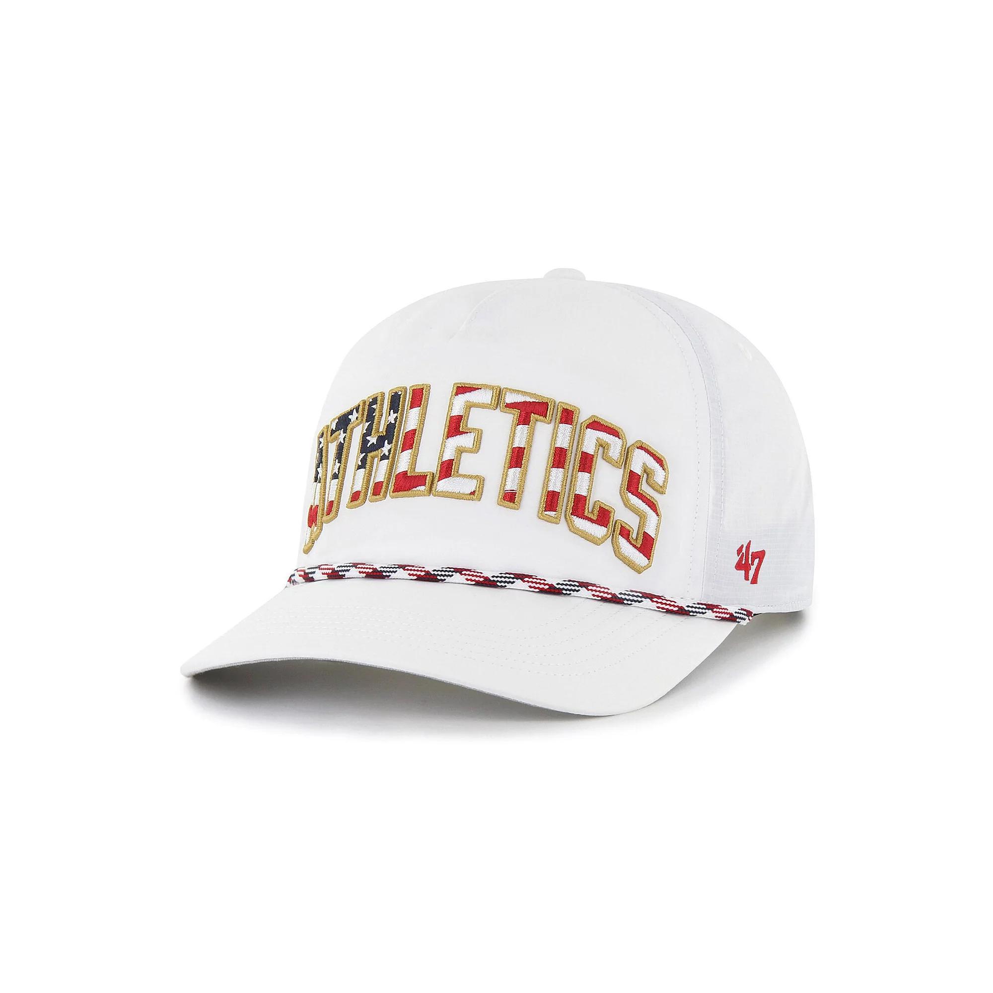 Men's '47 White Oakland Athletics Flag Flutter Hitch Snapback Hat Product Image