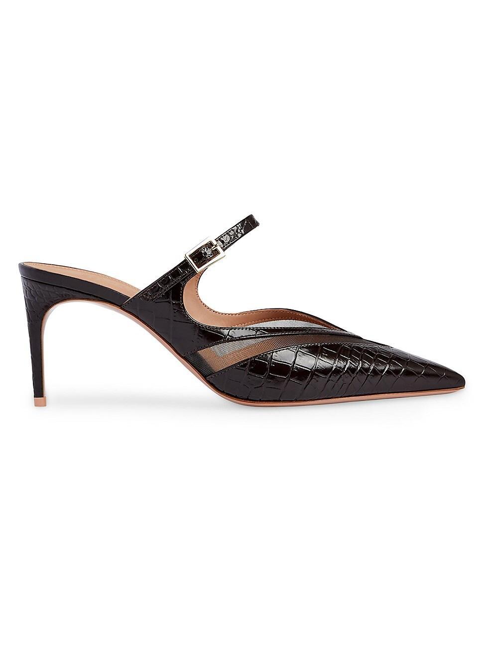 Womens Cristi 70MM Croc-Embossed Leather Mules Product Image