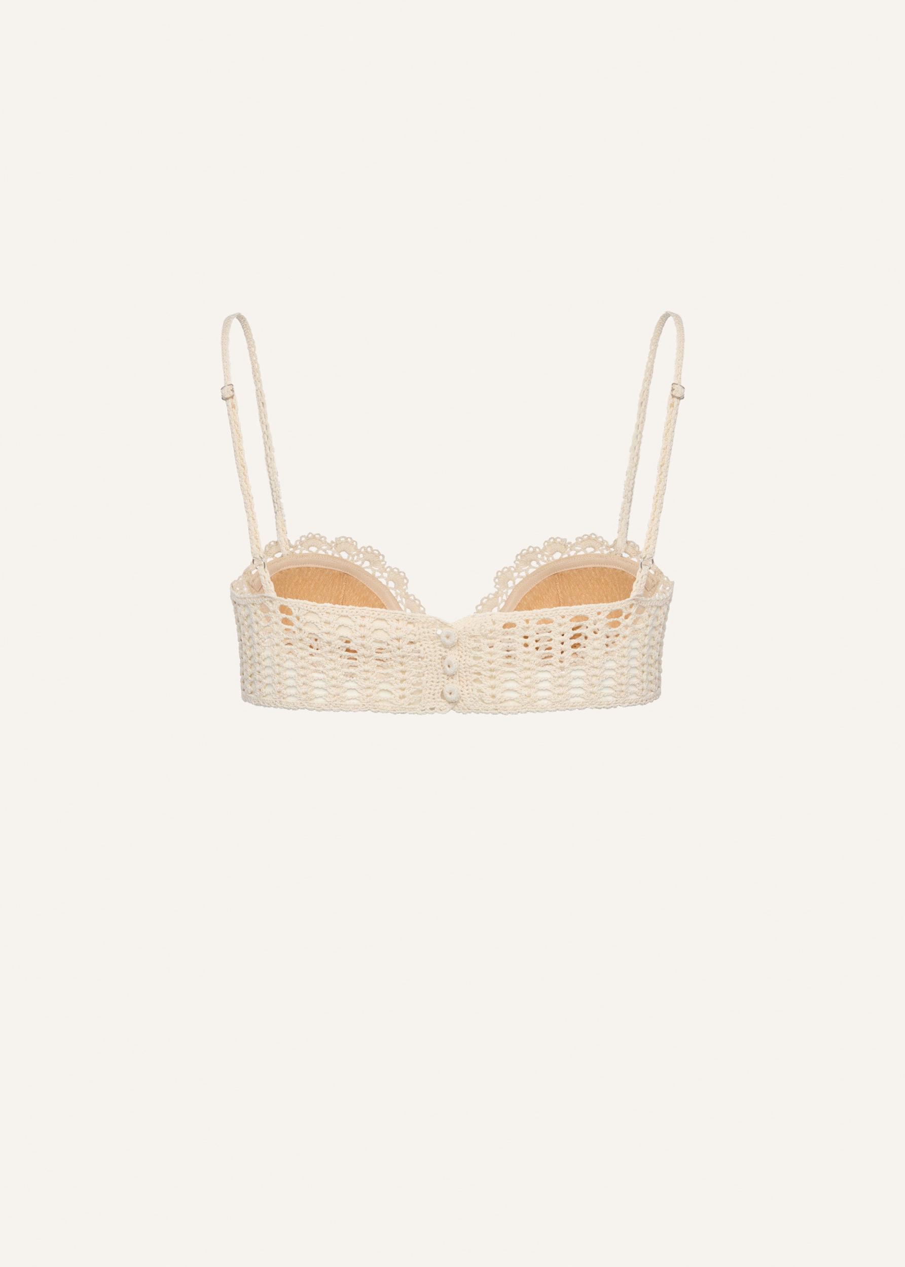 Lace crochet bustier bra in cream Product Image