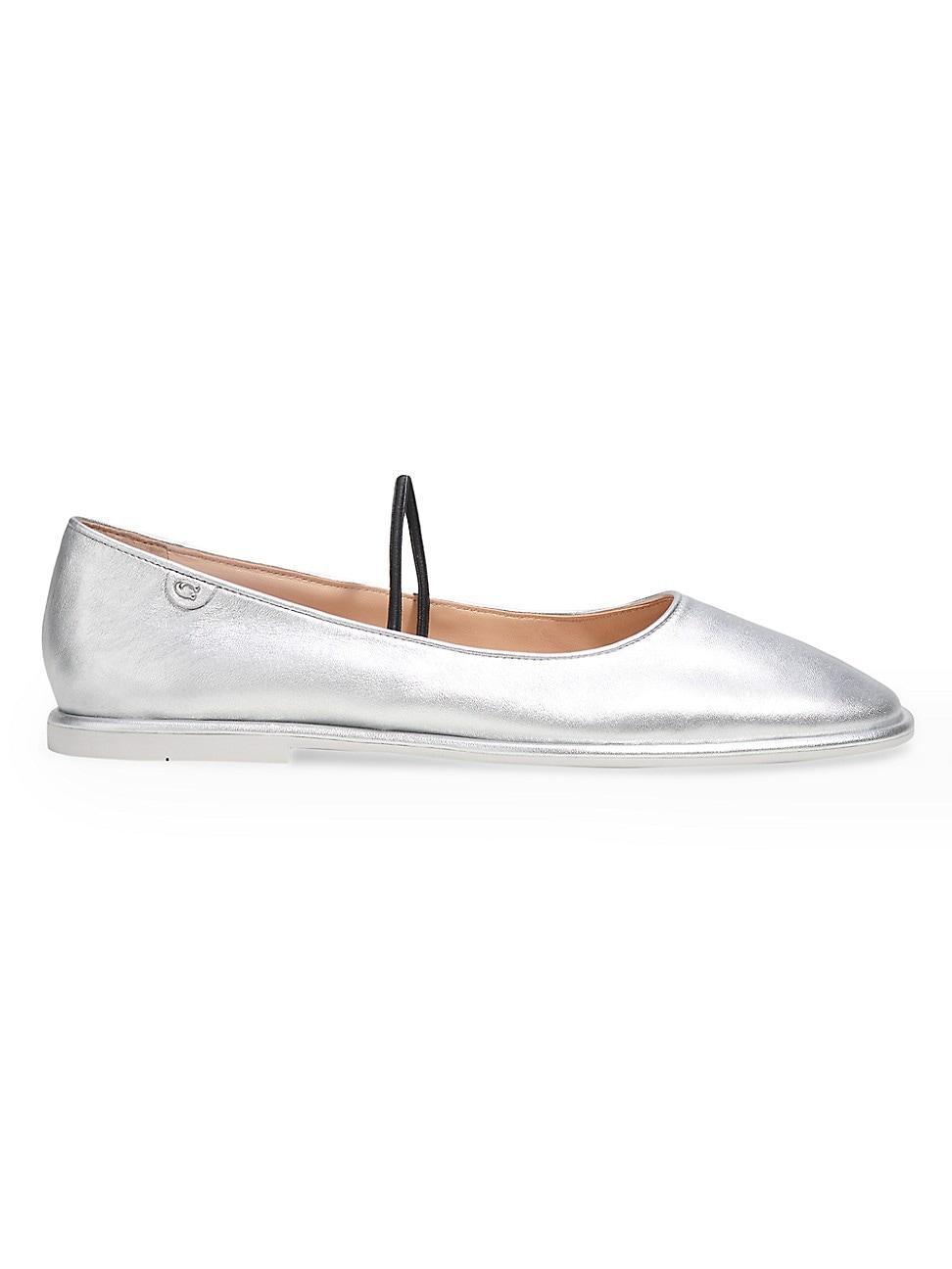 COACH Emilia Leather Square Toe Mary Jane Flats Product Image