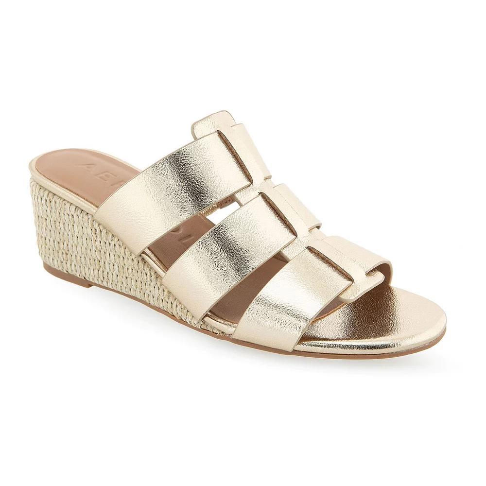 Aerosoles Wilma Women's Wedge Dress Sandals, Size: 9.5, Soft Gold Pu Product Image