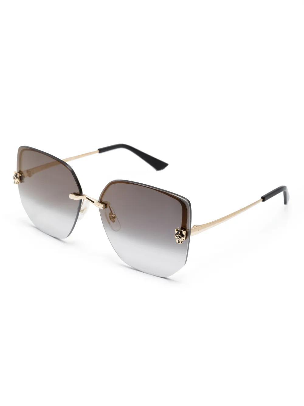 CARTIER Panthère Logo Butterfly-frame Sunglasses In Gold Product Image