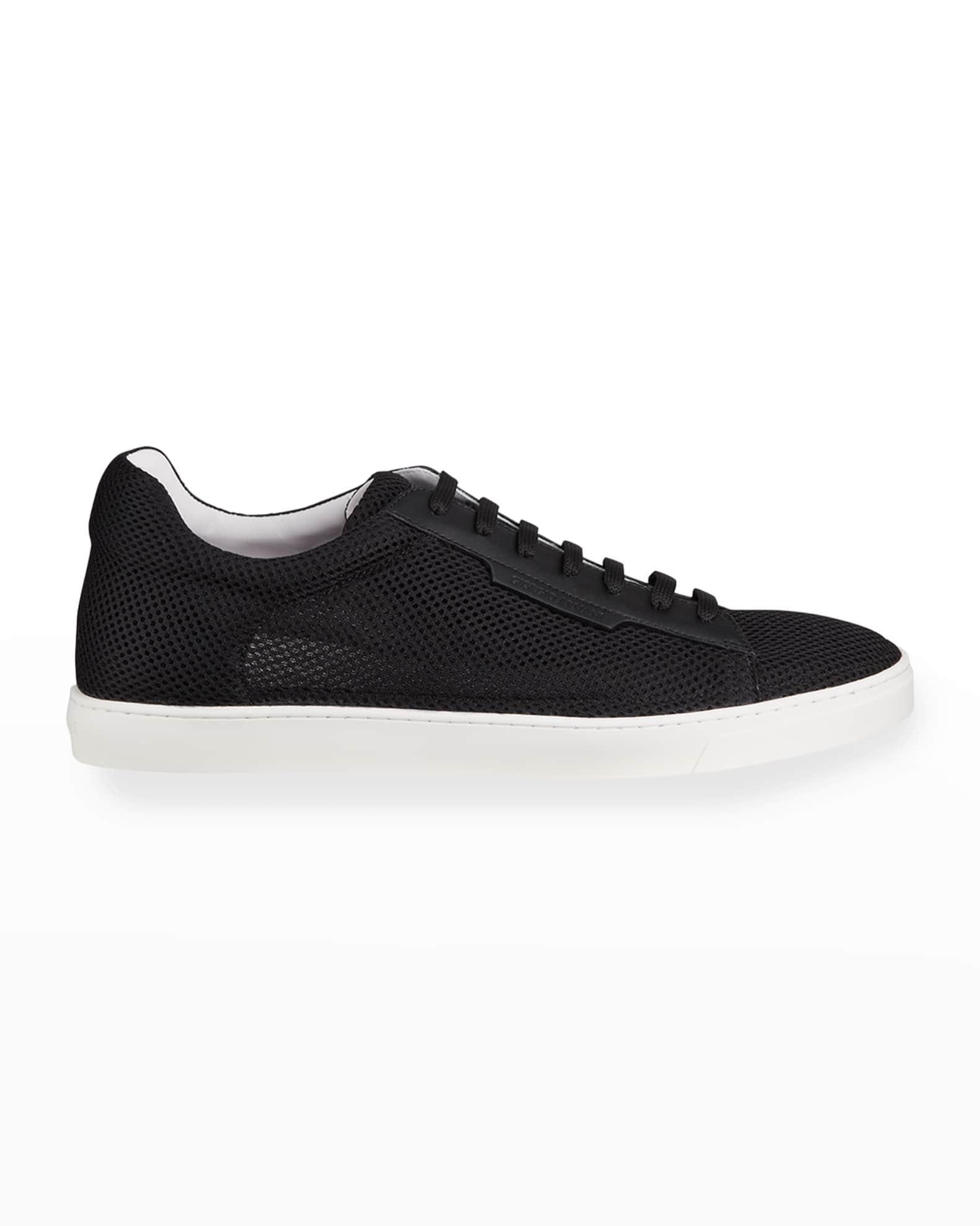 Men's Mesh & Leather Low-Top Sneakers Product Image