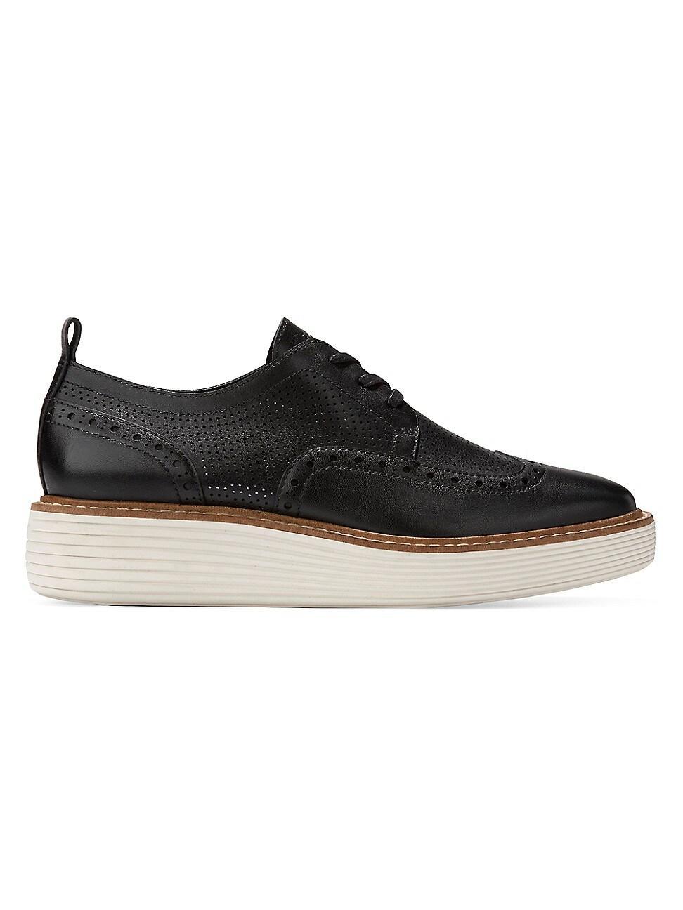 Cole Haan Womens riginal Grand Platform Wingtip Oxford Shoes - Black Size 5.5 Product Image