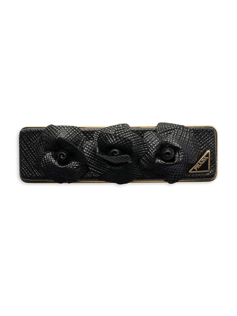 Womens Saffiano Leather and Metal Hair Clip Product Image