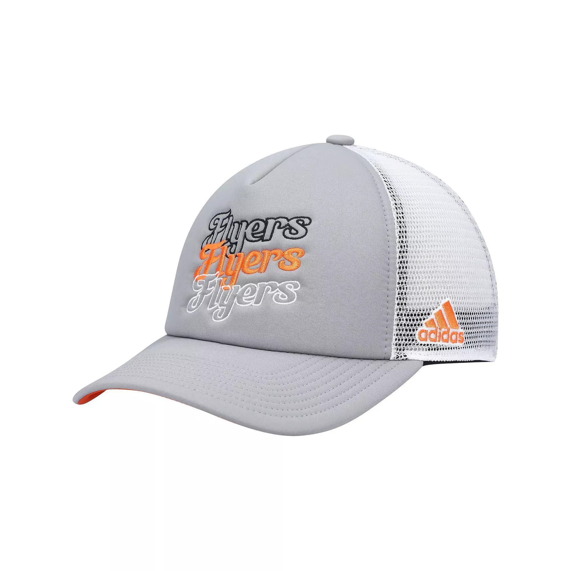 Womens adidas Gray/White Philadelphia Flyers Foam Trucker Snapback Hat Product Image