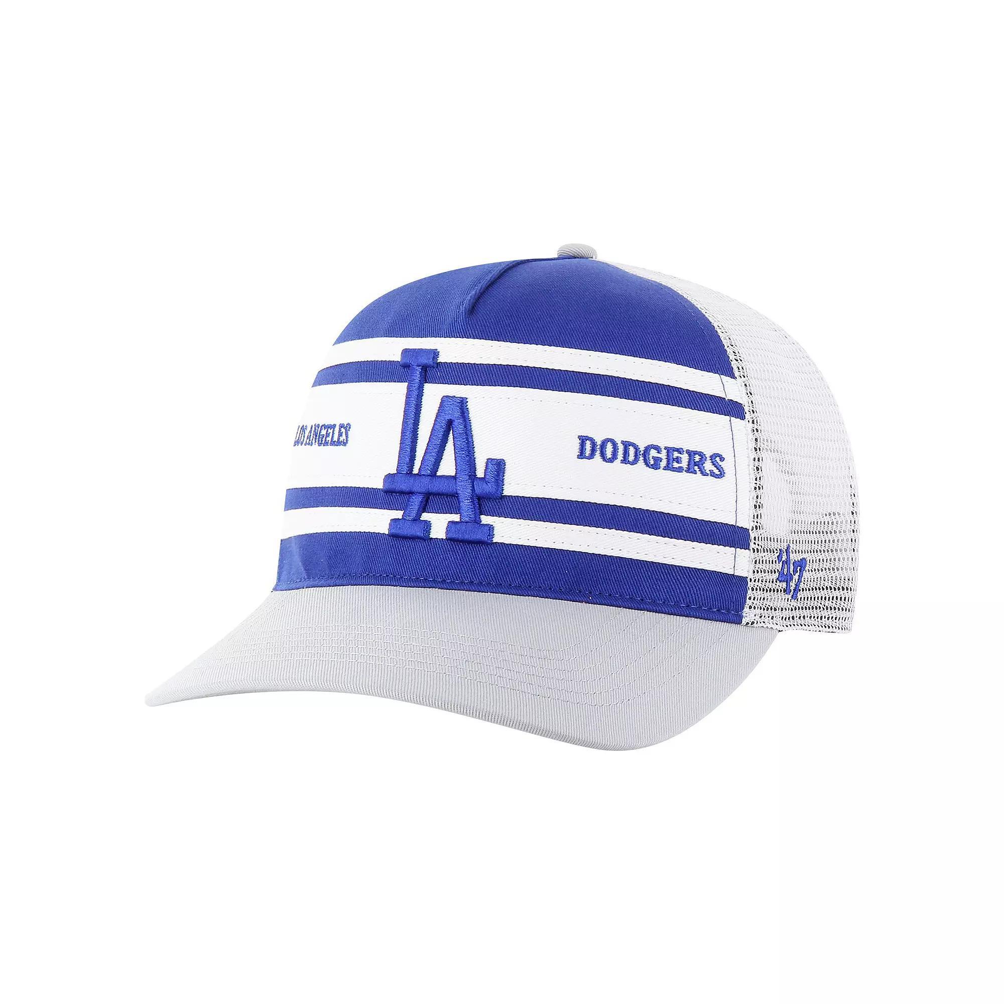 Men's '47 Royal Los Angeles Dodgers Gridiron Super Stripe Relaxed Trucker Hitch Adjustable Hat, Blue Product Image