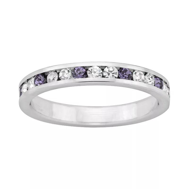 Sterling Silver Purple and White Crystal Eternity Ring, Womens Product Image