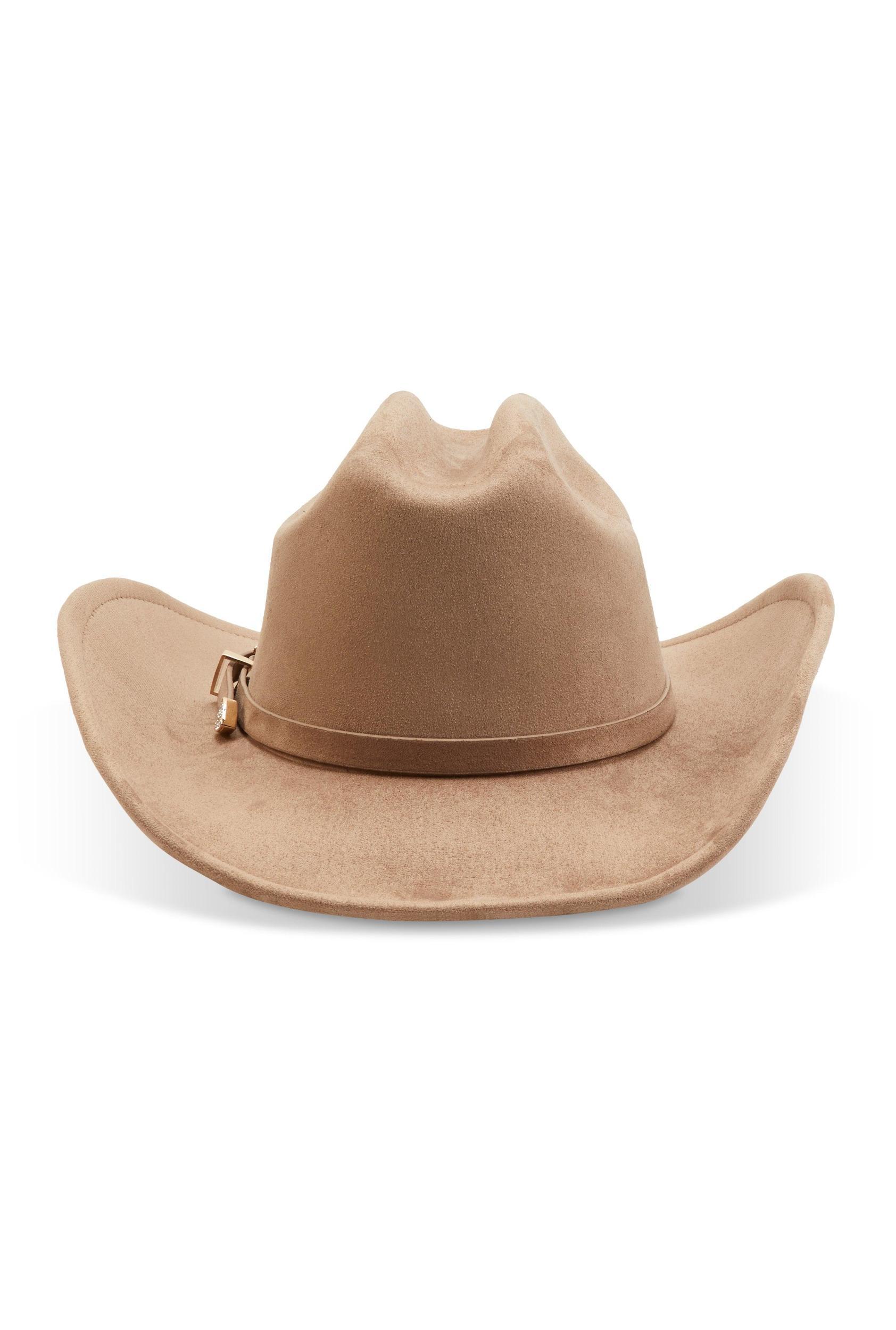 Womens Rhinestone Buckle Faux Suede Cowboy Hat Product Image