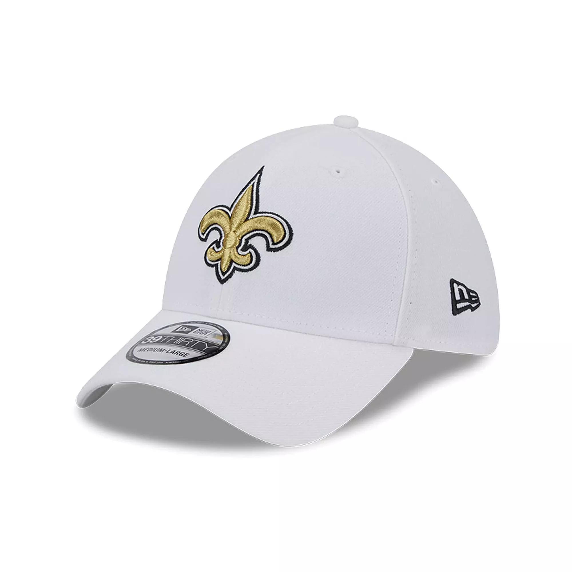 Men's New Era White New Orleans Saints Main 39THIRTY Flex Hat, Size: Medium/Large Product Image