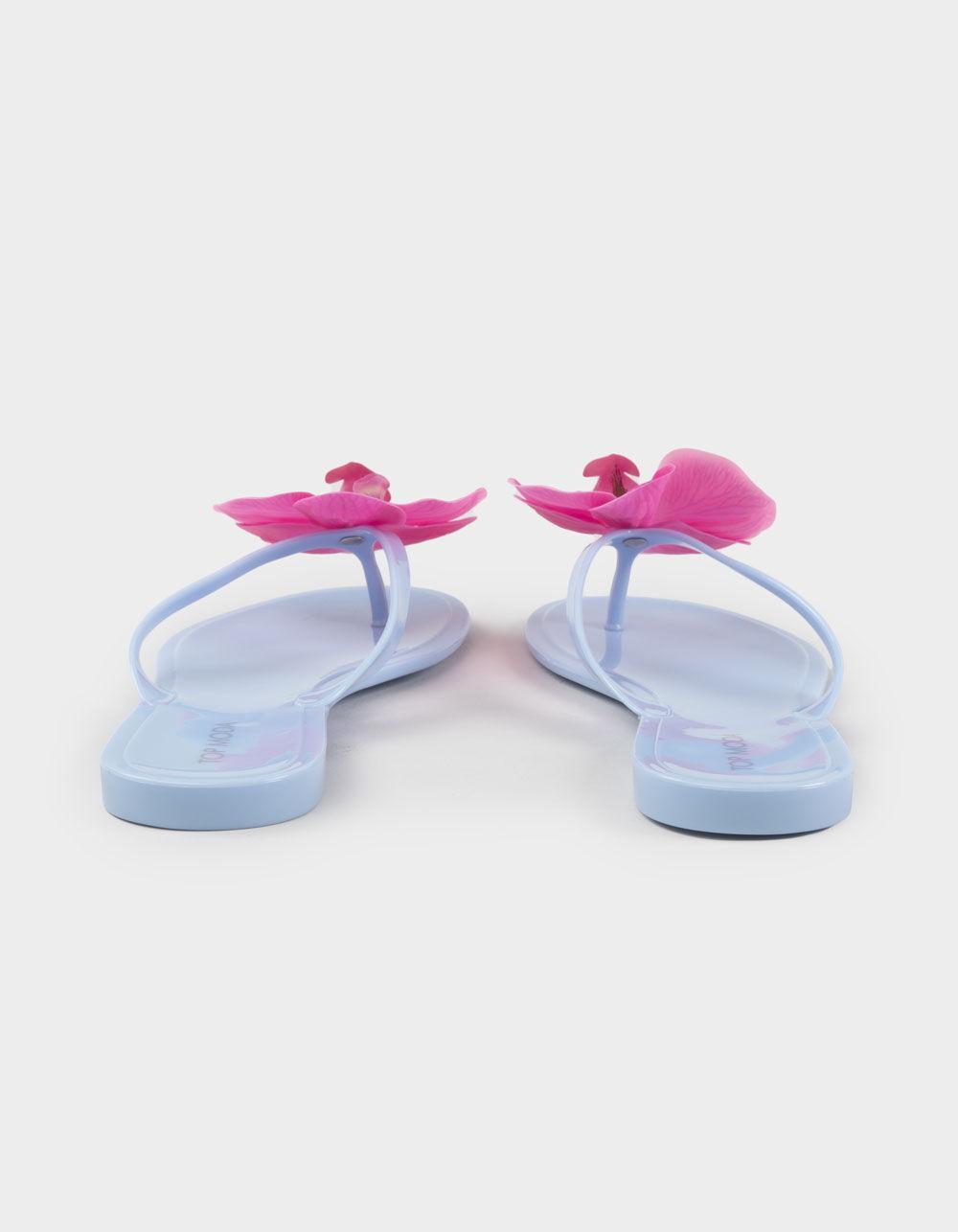 TOP MODA Hibiscus Womens Flip Flops - LIGHT BLUE Product Image