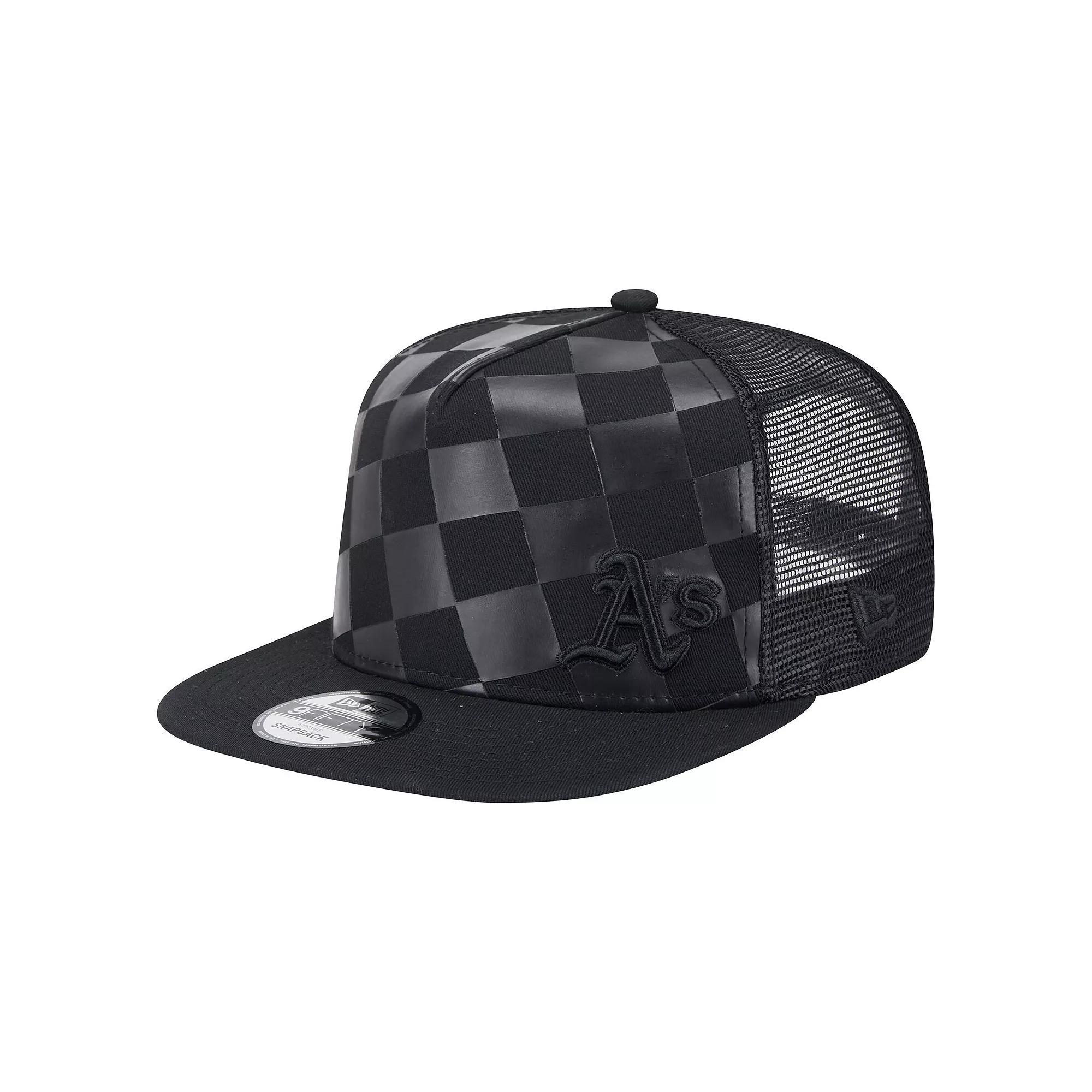 Men's New Era Black Oakland Athletics Score Check A-Frame Trucker 9FIFTY Snapback Hat Product Image