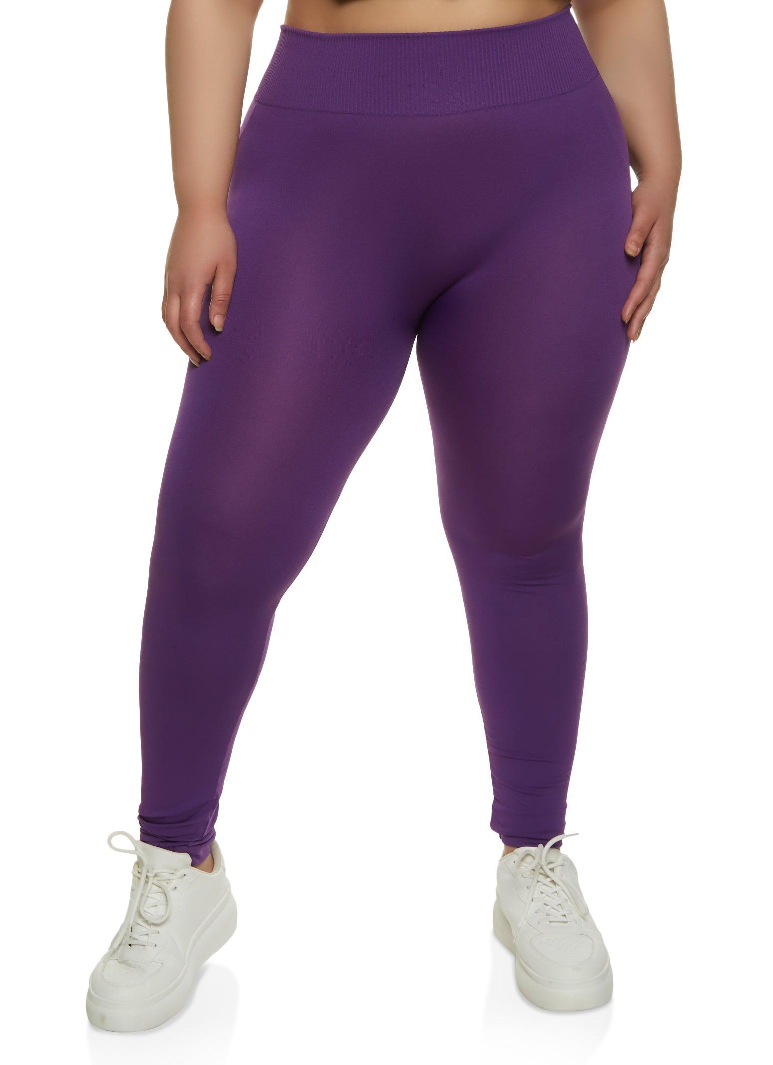 Womens Plus Size Seamless High Waist Knit Leggings Product Image