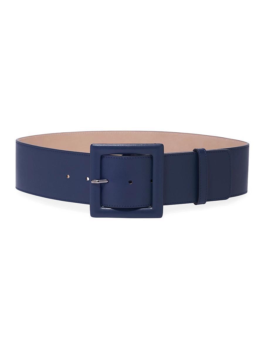 Square-Buckle Wide Leather Belt Product Image