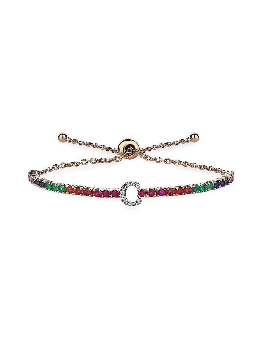 Womens Equinox 14K Yellow Gold & 0.31 TCW Diamond Initial Bracelet Product Image