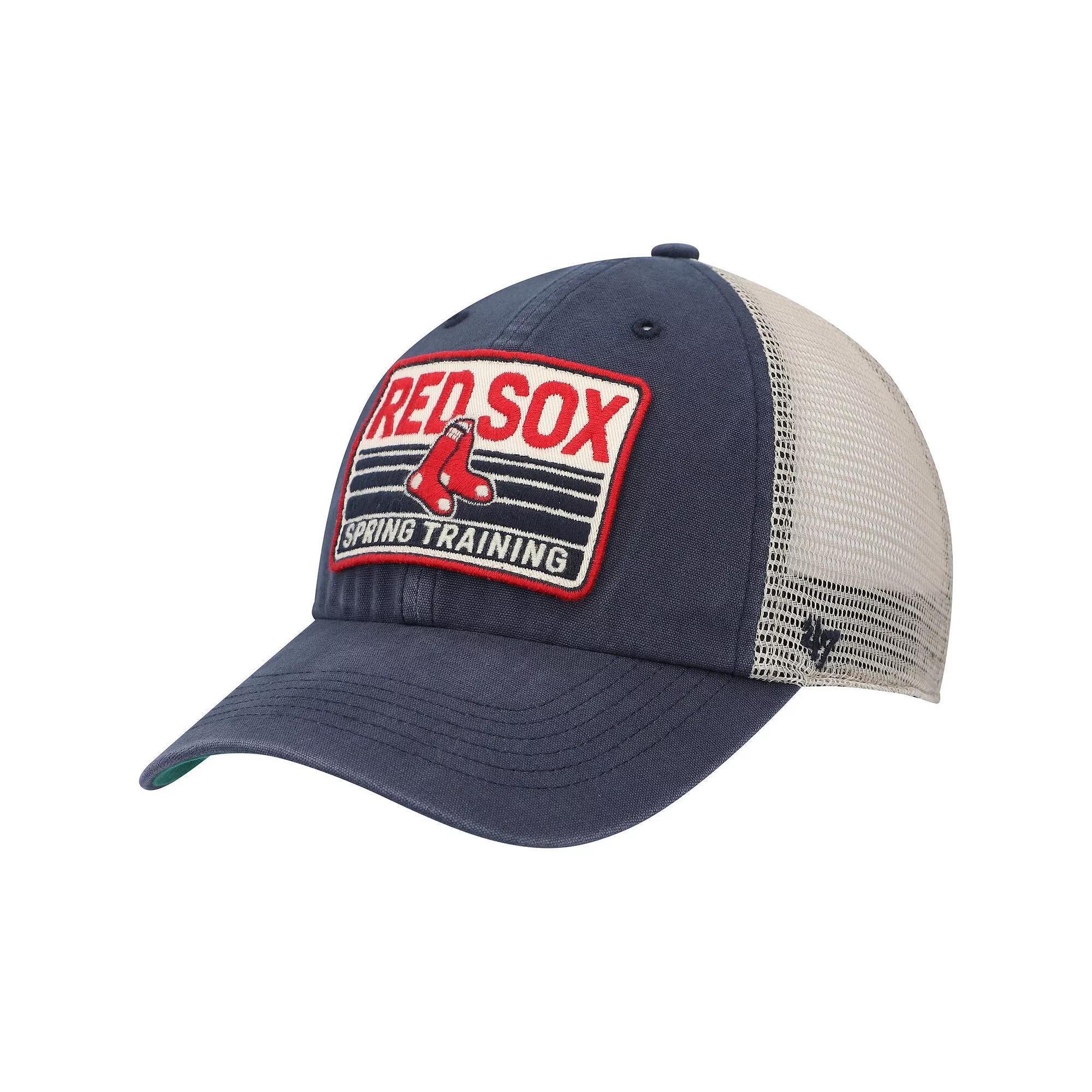 Men's '47 Navy/Tan Boston Red Sox Four Stroke Clean Up Trucker Snapback Hat, Blue Product Image