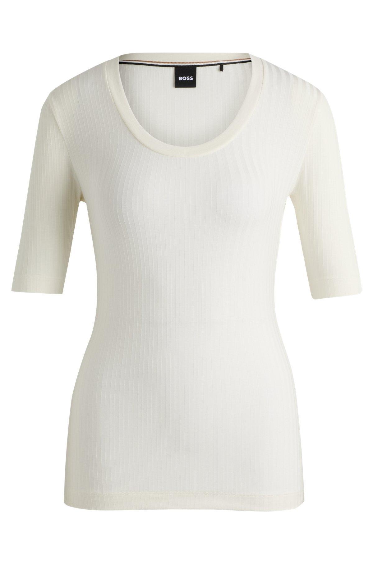 Scoop-neck top in stretch fabric Product Image