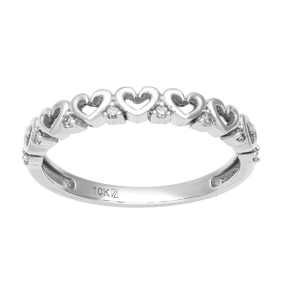 Love Always 10k White Gold Diamond-Accent Heart Stackable Anniversary Ring, Women's, Size: 6 Product Image