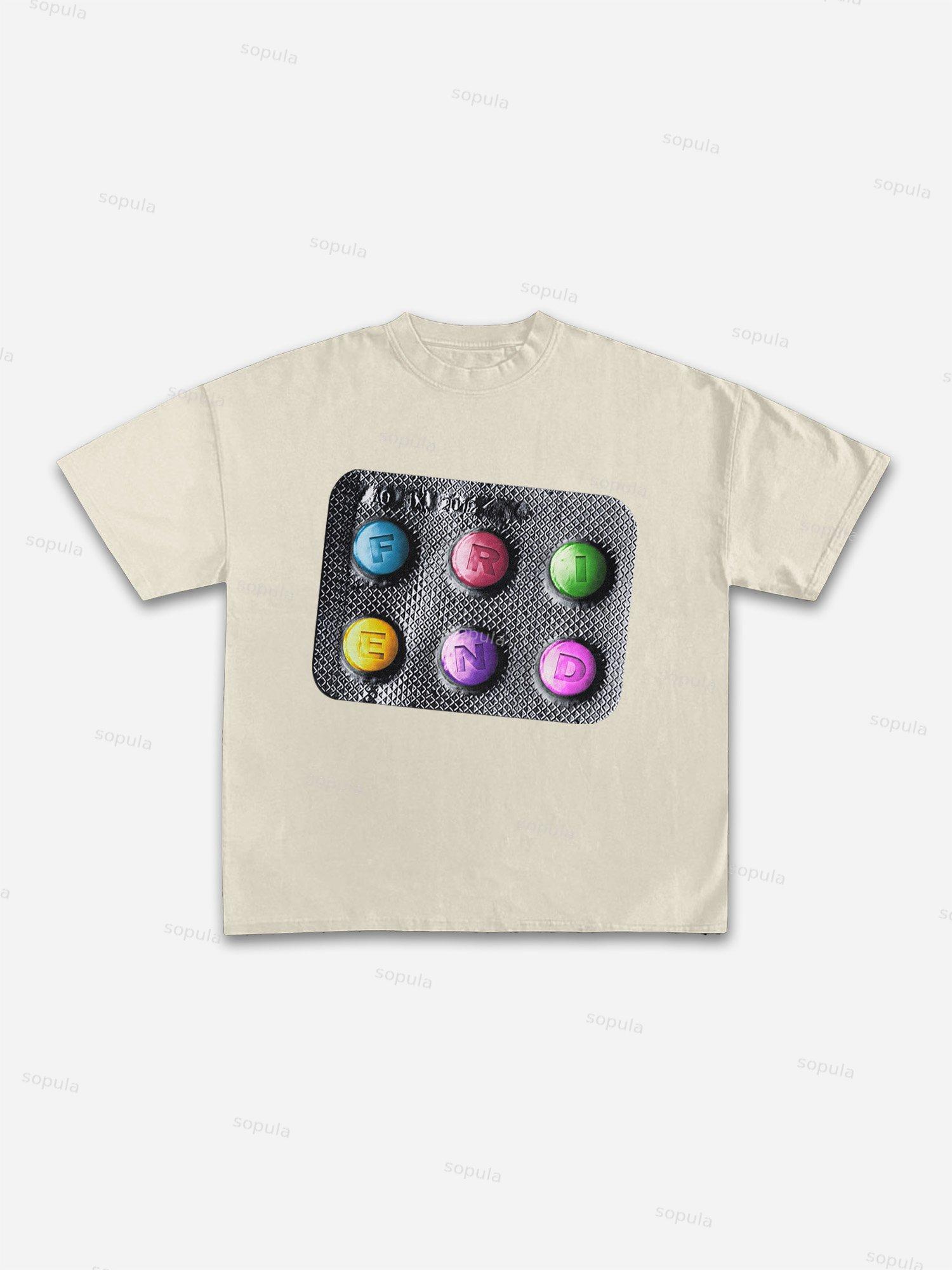 Small Pills Graphic Cotton T-shirt Product Image
