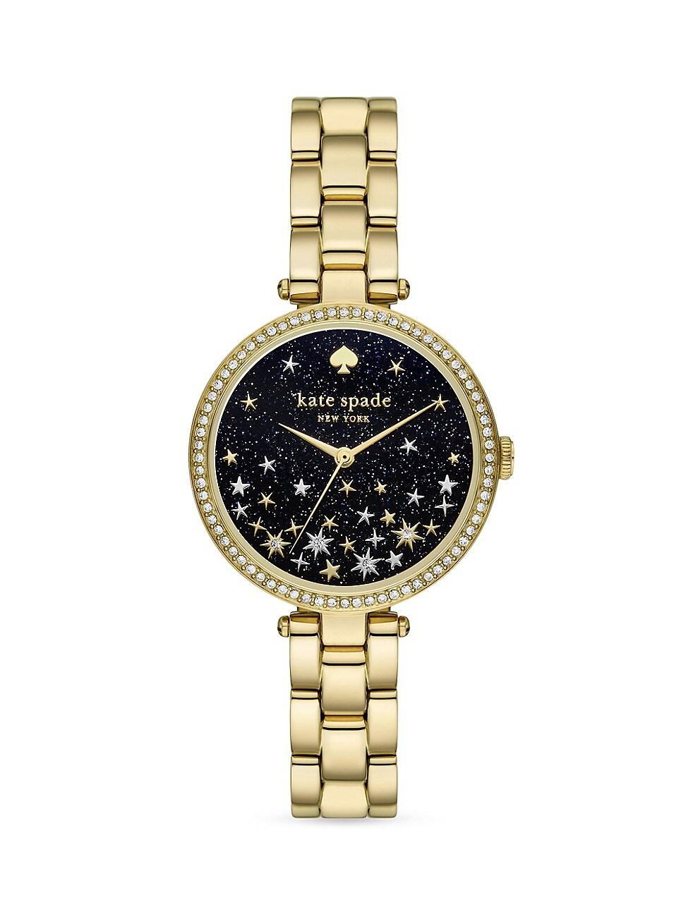 kate spade new york Womens Holland Three-Hand Black Leather Strap Watch Product Image