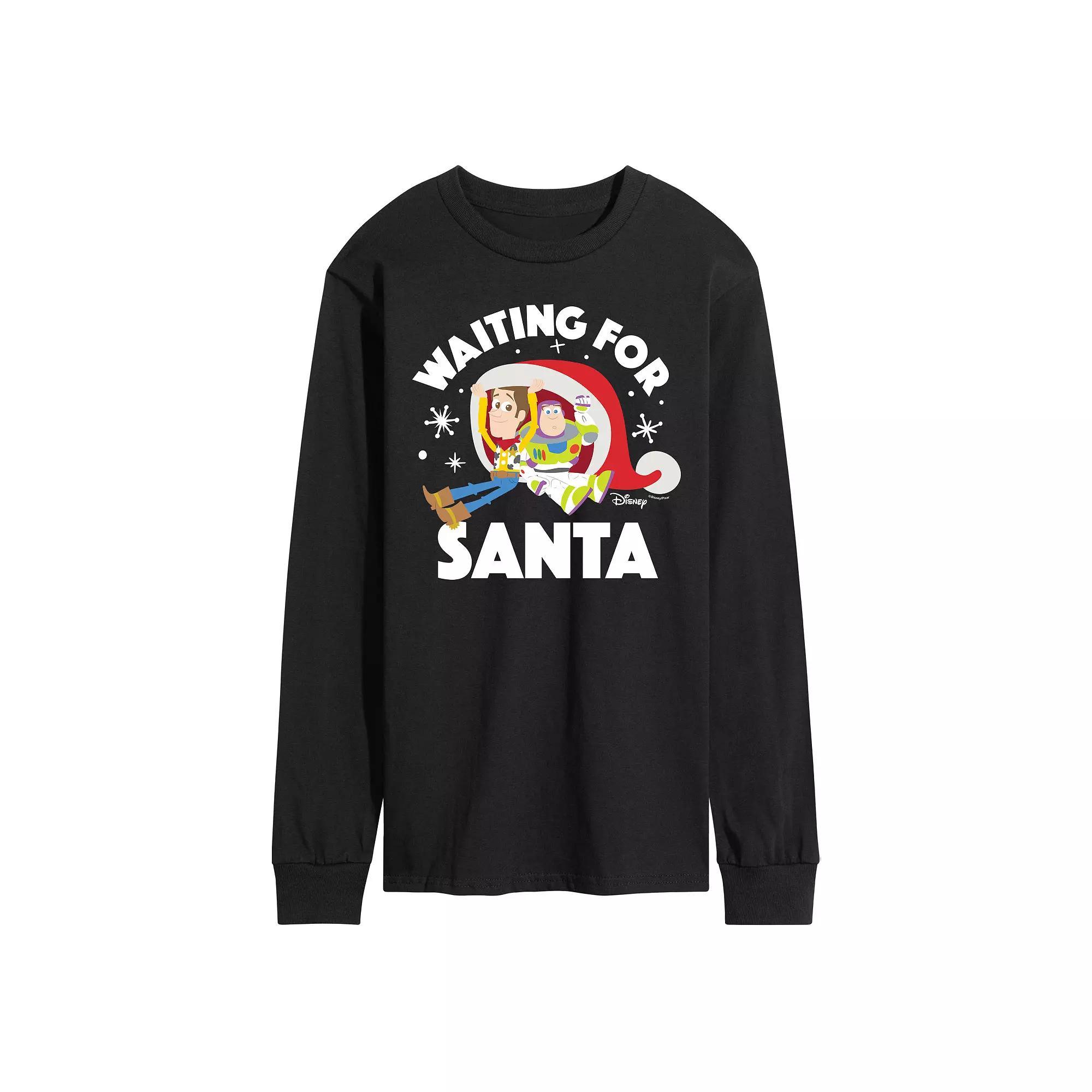 Disney / Pixars Toy Story Woody & Buzz Lightyear Mens Waiting For Santa Long Sleeve Graphic Tee Product Image