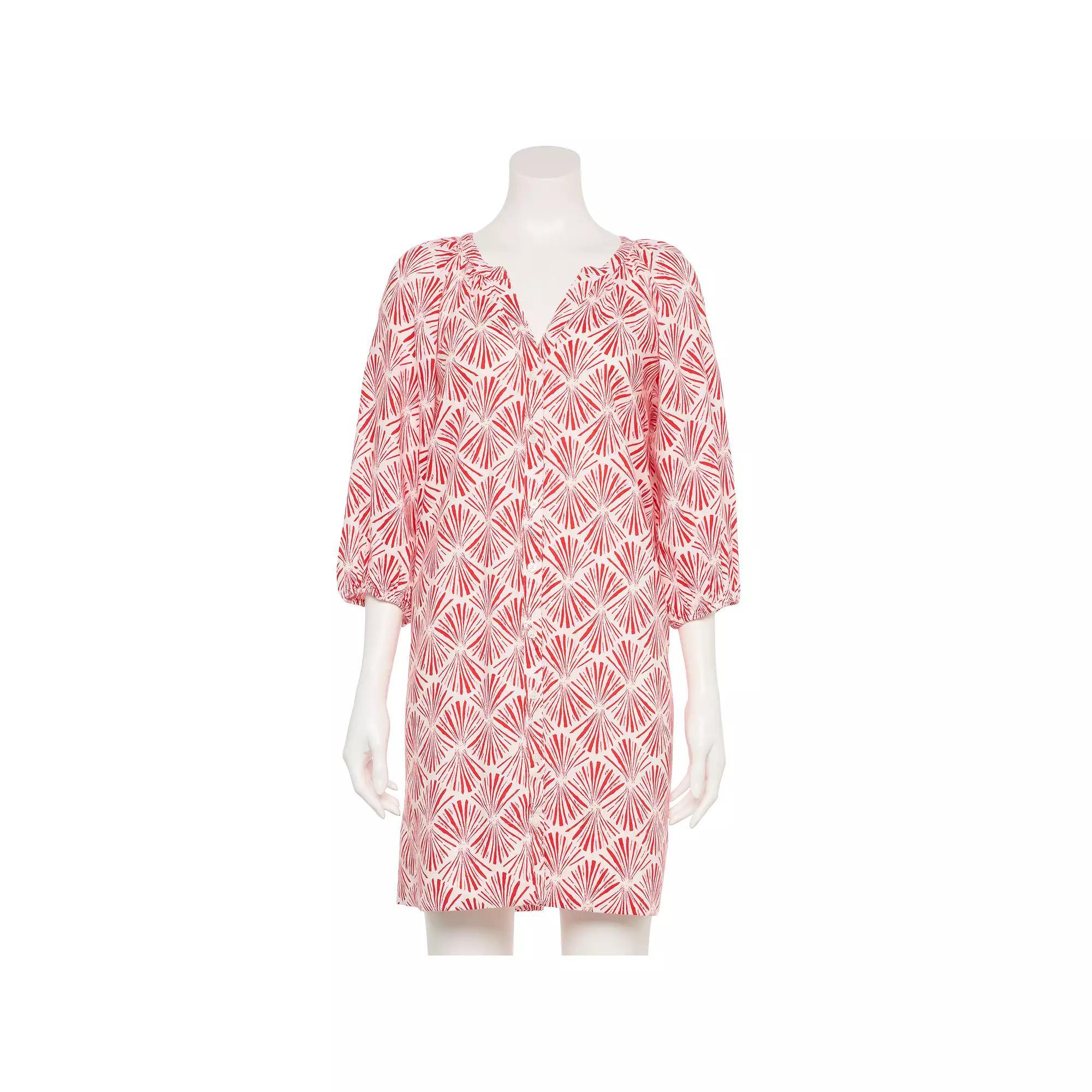 Women's Sonoma Goods For Life® Adaptive Button Front Dress, Size: XXL, Red White Print Product Image