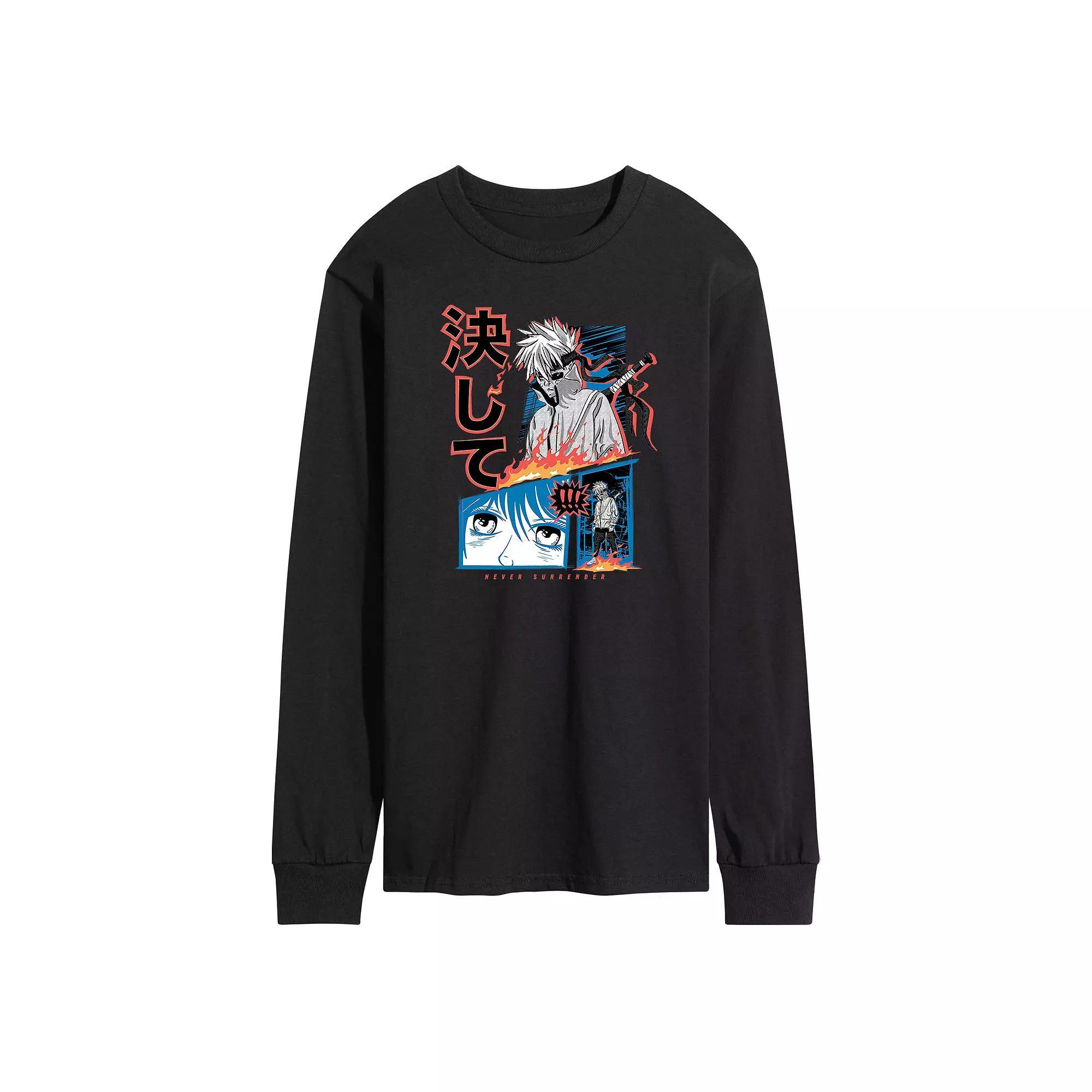 Mens Anime Never Surrender Long Sleeve Tee Product Image