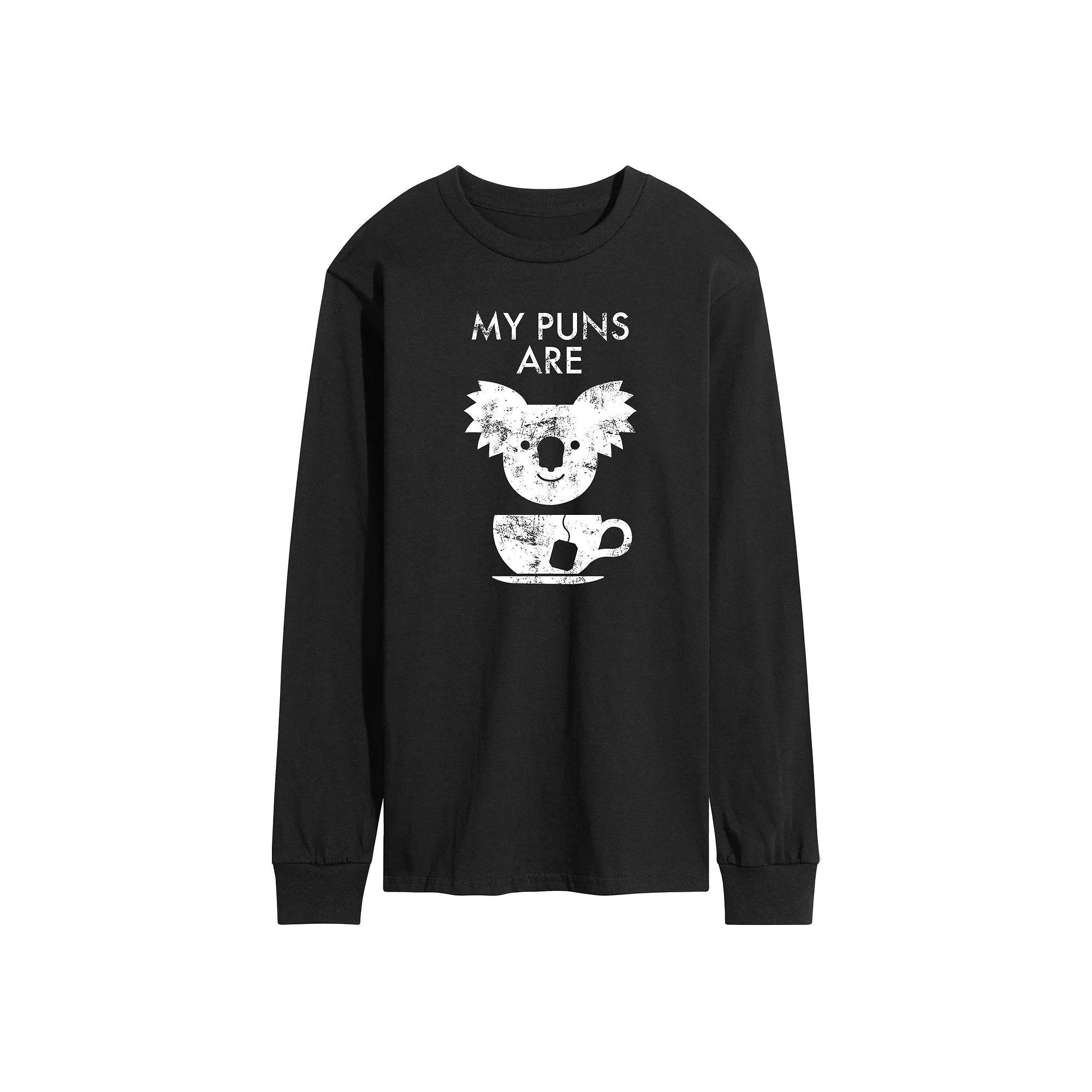 Mens My Puns Are Koala Tea Long Sleeve Graphic Tee Product Image