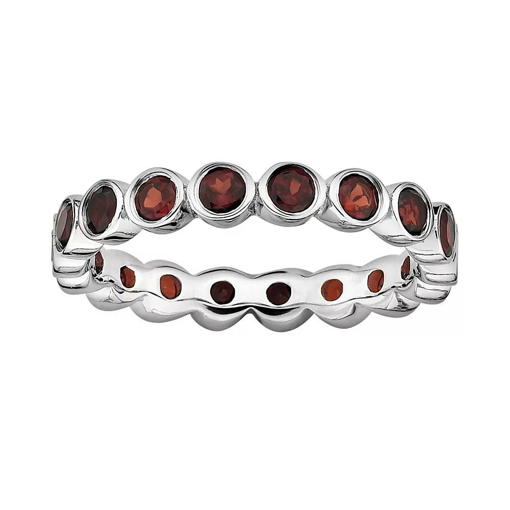 Stacks & Stones Sterling Silver Garnet Stack Ring, Women's, Size: 7 Product Image