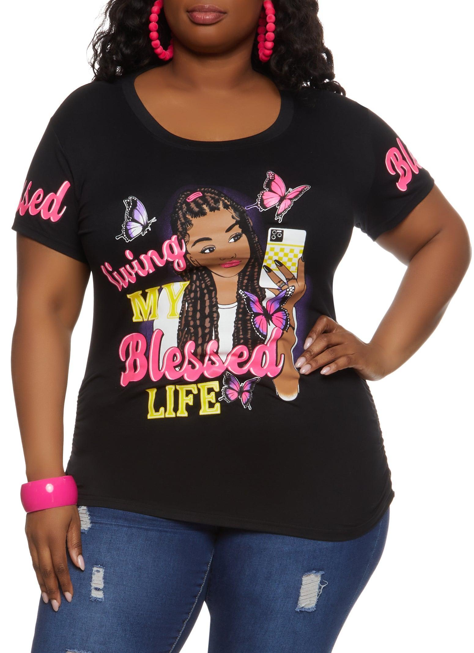 Womens Plus Size Living My Blessed Life Short Sleeve Graphic Tee Product Image