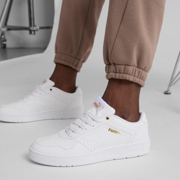 PUMA Court Classic Men's Sneakers in White/Gold Product Image