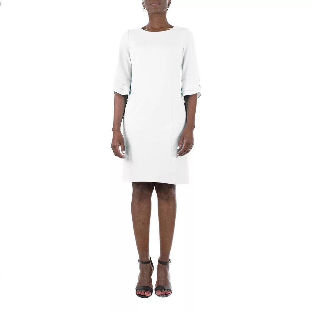 Womens Nina Leonard Tiered Sleeve Sheath Dress Deep Blue Product Image