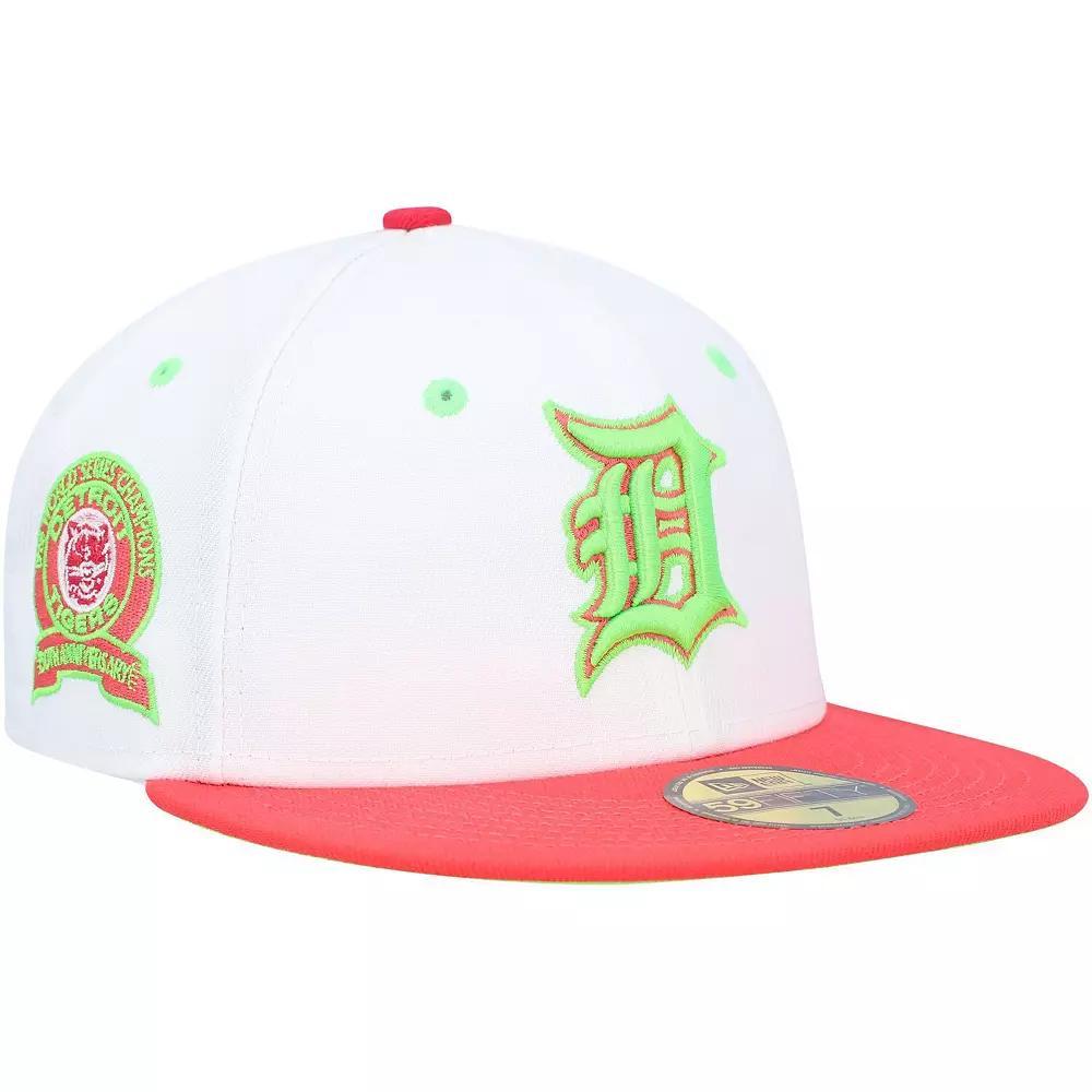 Men's New Era White/Coral Detroit Tigers  1968 World Series Strawberry Lolli 59FIFTY Fitted Hat, Size: 7 3/4 Product Image