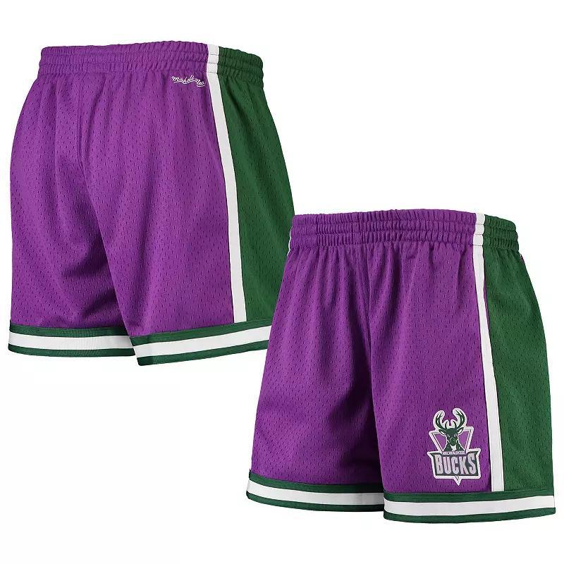 Women's Mitchell & Ness Purple Milwaukee Bucks Jump Shot Shorts, Size: XL Product Image