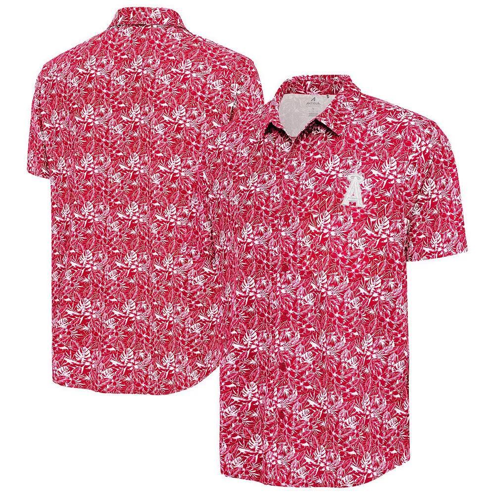 Men's Antigua Red Los Angeles Angels Resort Button-Up Shirt, Size: XXL Product Image