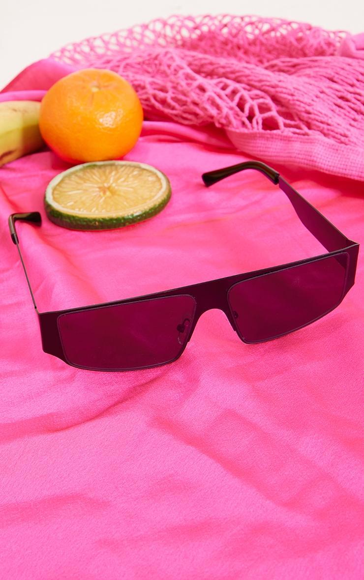Black Matte Metal Frame Slim Visor Sunglasses Product Image