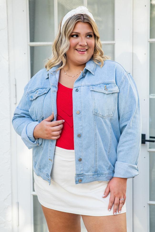 I Cross My Heart Light Wash Denim Jacket FINAL SALE Product Image