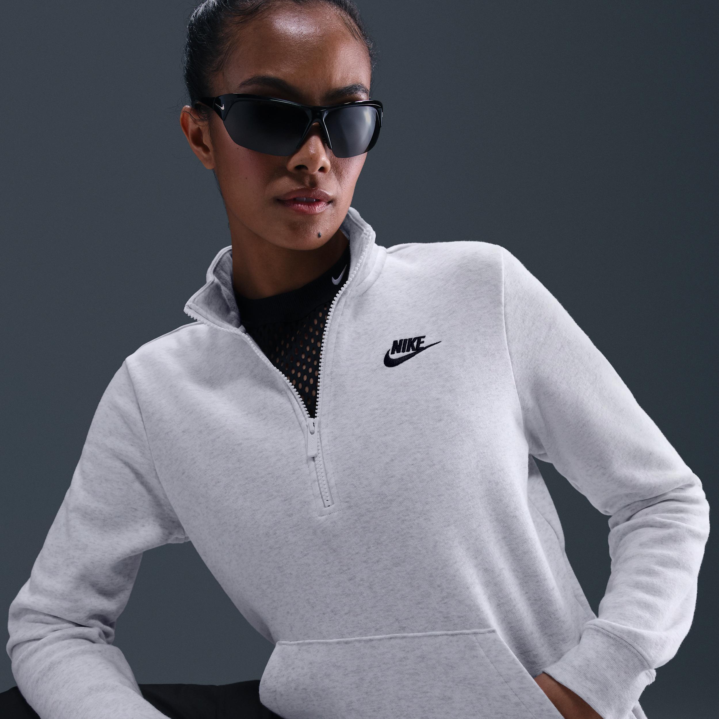 Womens Nike Sportswear Club Fleece Quarter-Zip Sweatshirt Birch Grey Product Image