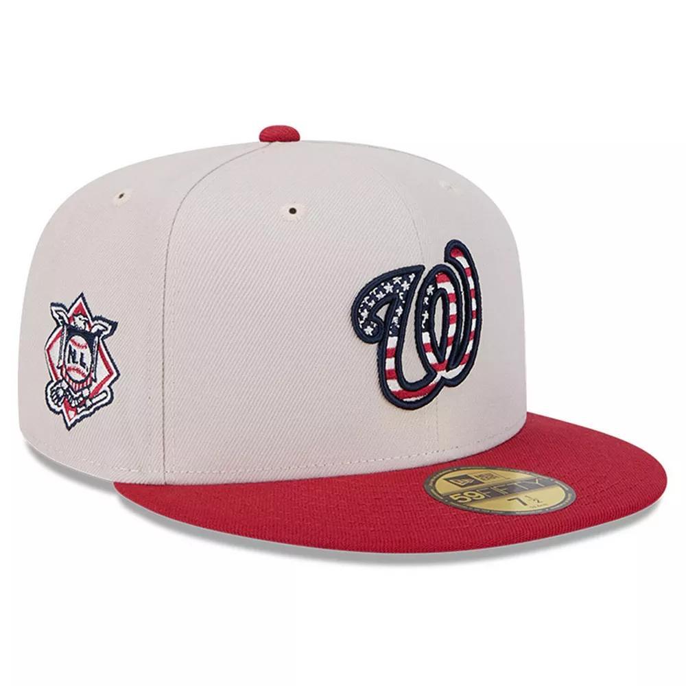 Men's New Era  Khaki/Red Washington Nationals 2024 Fourth of July 59FIFTY Fitted Hat, Size: 8, Beig K Product Image