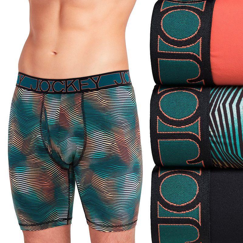 Men's Jockey 3-Pack Active Microfiber 9" Long Leg Boxer Briefs, Size: Large, Dove Gray Team Product Image