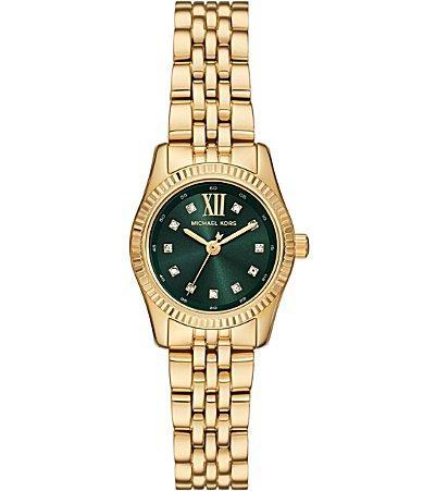 Michael Kors Womens Lexington Three-Hand Gold-Tone Crystal Dial Stainless Steel Bracelet Watch Product Image