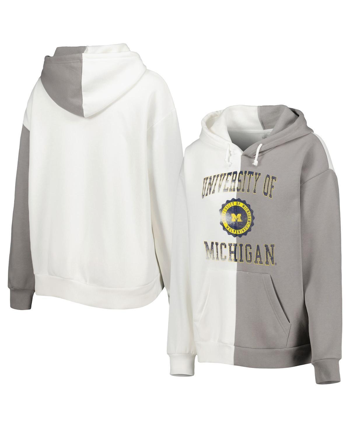 Women's Gameday Couture Gray/White Michigan Wolverines Split Pullover Hoodie, Size: Large Product Image