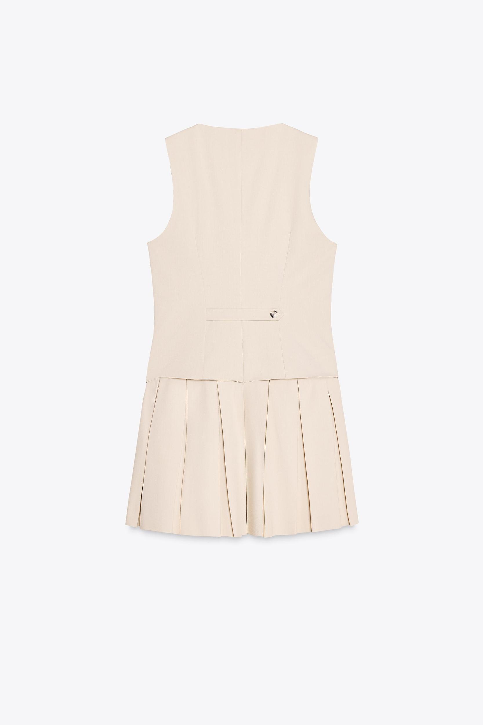 SHORT STRIPED PLEATED DRESS Product Image