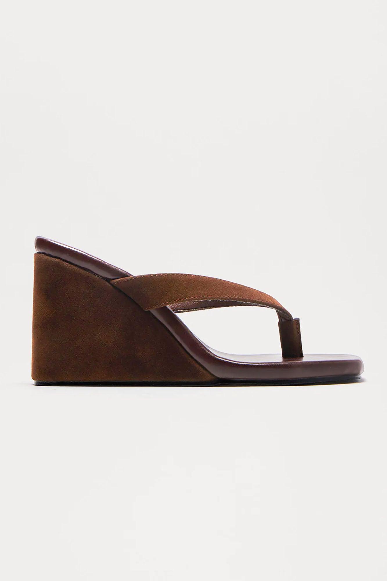 Mekia Thong Wedges - Brown Product Image