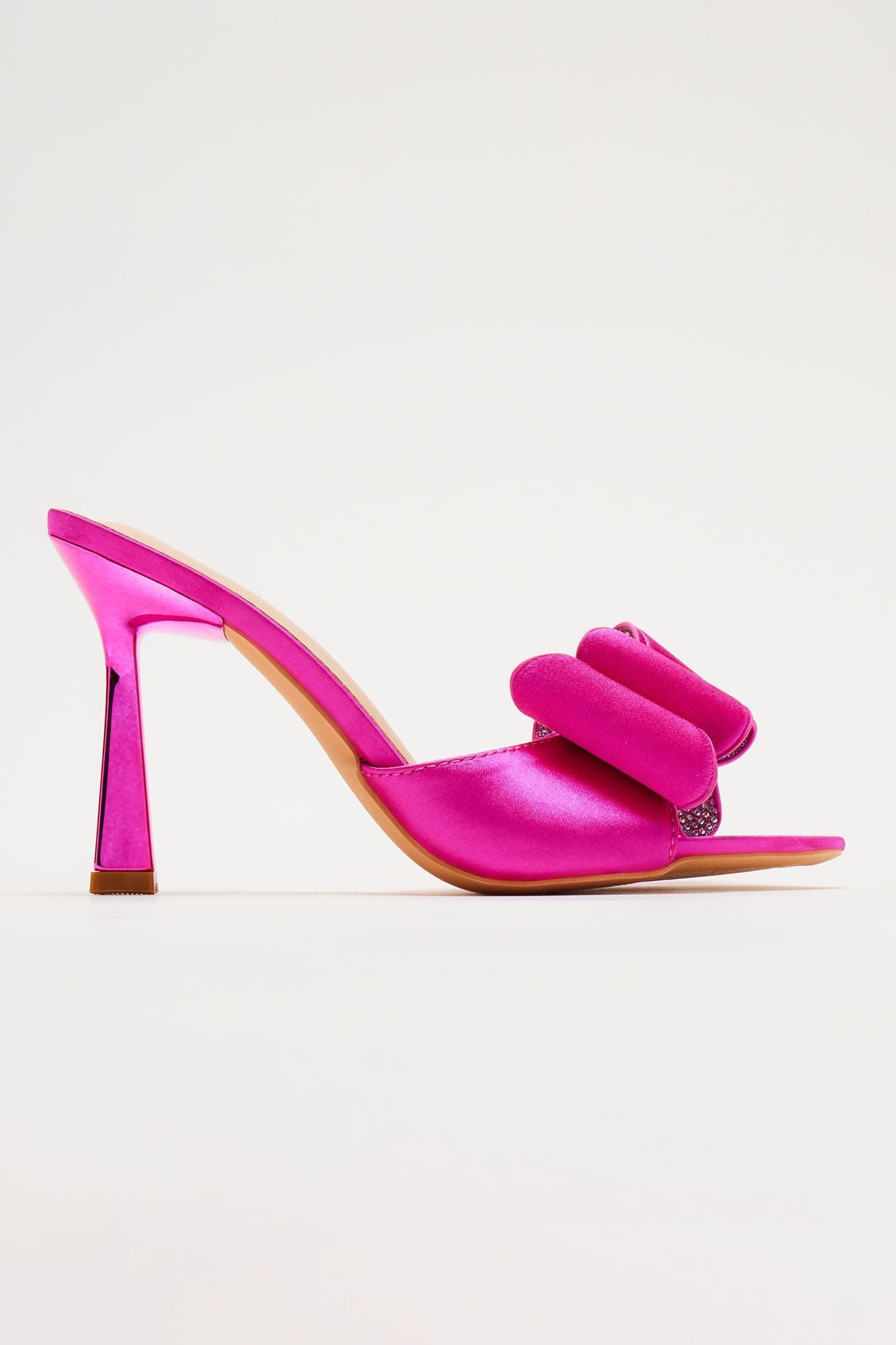 Shyla Heeled Mules - Fuchsia Product Image