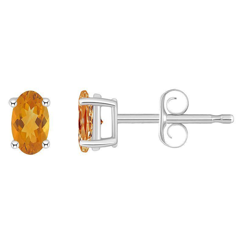 14k Gold Oval Birthstone Stud Earrings, Women's, Citrine Nov Product Image