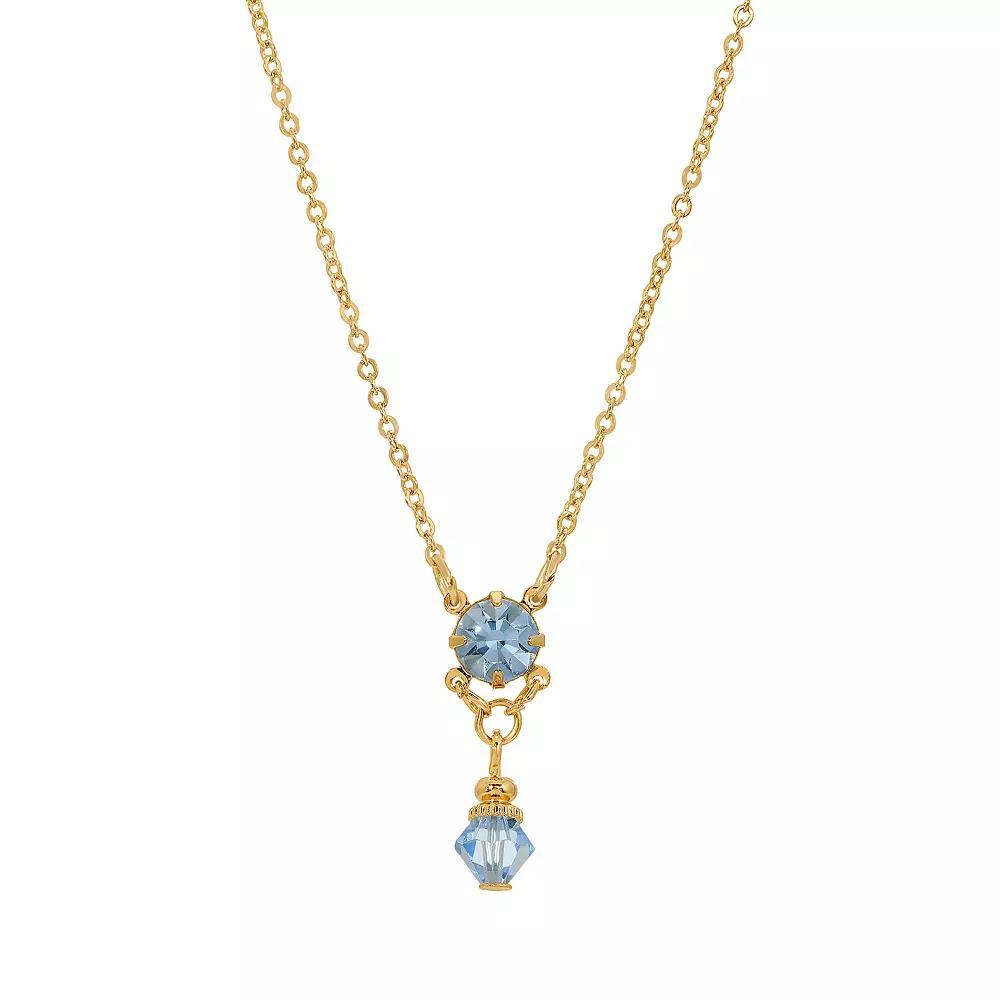 1928 Gold Tone Glass Drop Necklace, Womens, Blue Product Image